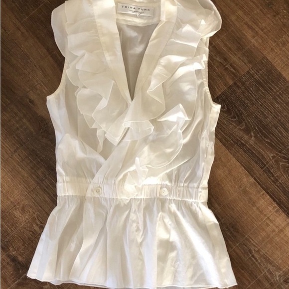 Trina Turk White Blouse small - Picture 2 of 7